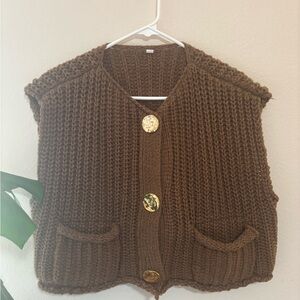 Chunky Brown Knit Sweater Vest